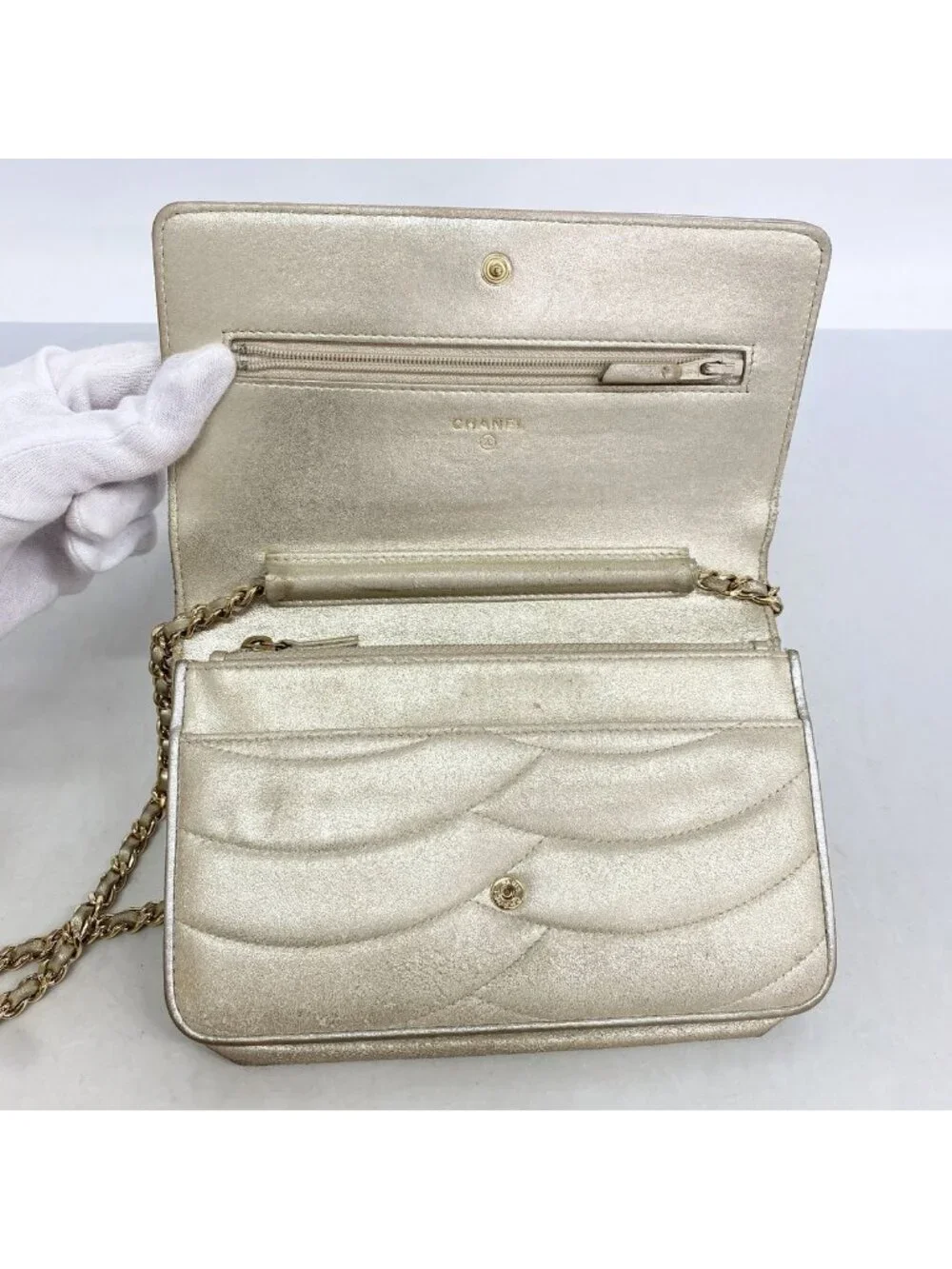 Chanel Wallet on Chain Leather Gold Champagne